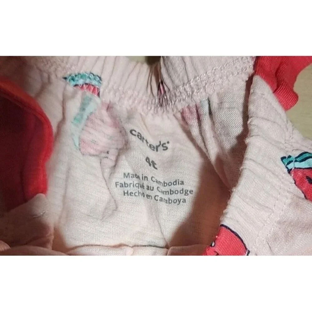 Carter's Girls 4 Toddler Tank Shorts Set Watermelon Pink Infant Pink,White